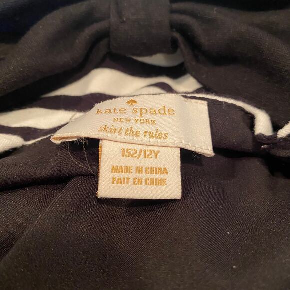 Kate Spade Black & White Striped Bow Dress Size 152 / 12Y - Picture 11 of 11